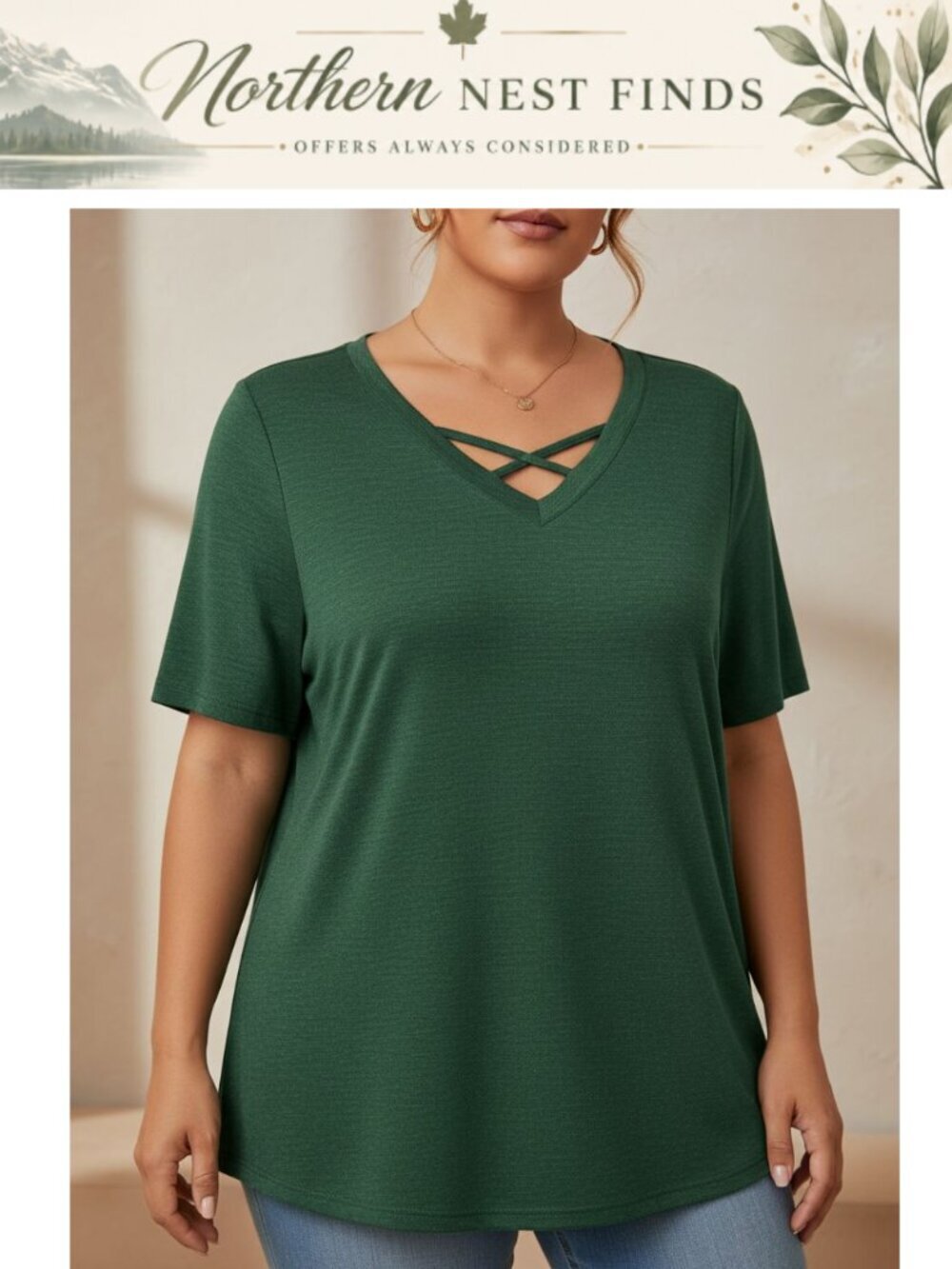 Plus Size Womens Summer Tunic Top Criss Cross V Neck Loose Fit Casual